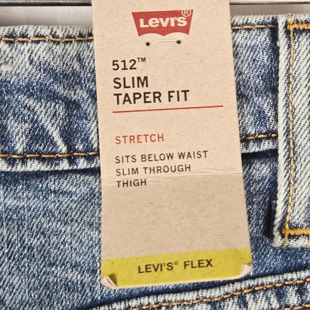 Levis 512 Slim Taper Fit Jeans Mens 40x30 Medium Wash Blue Stretch NWT